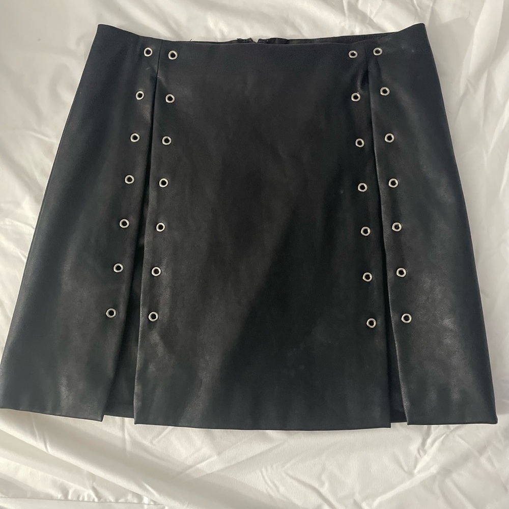 Black faux leather skirt